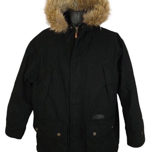 Ecko Unltd Function Heavy Parka Jacket Vintage Y2K Coyote Fur Hood Mens Medium - Picture 1 of 9